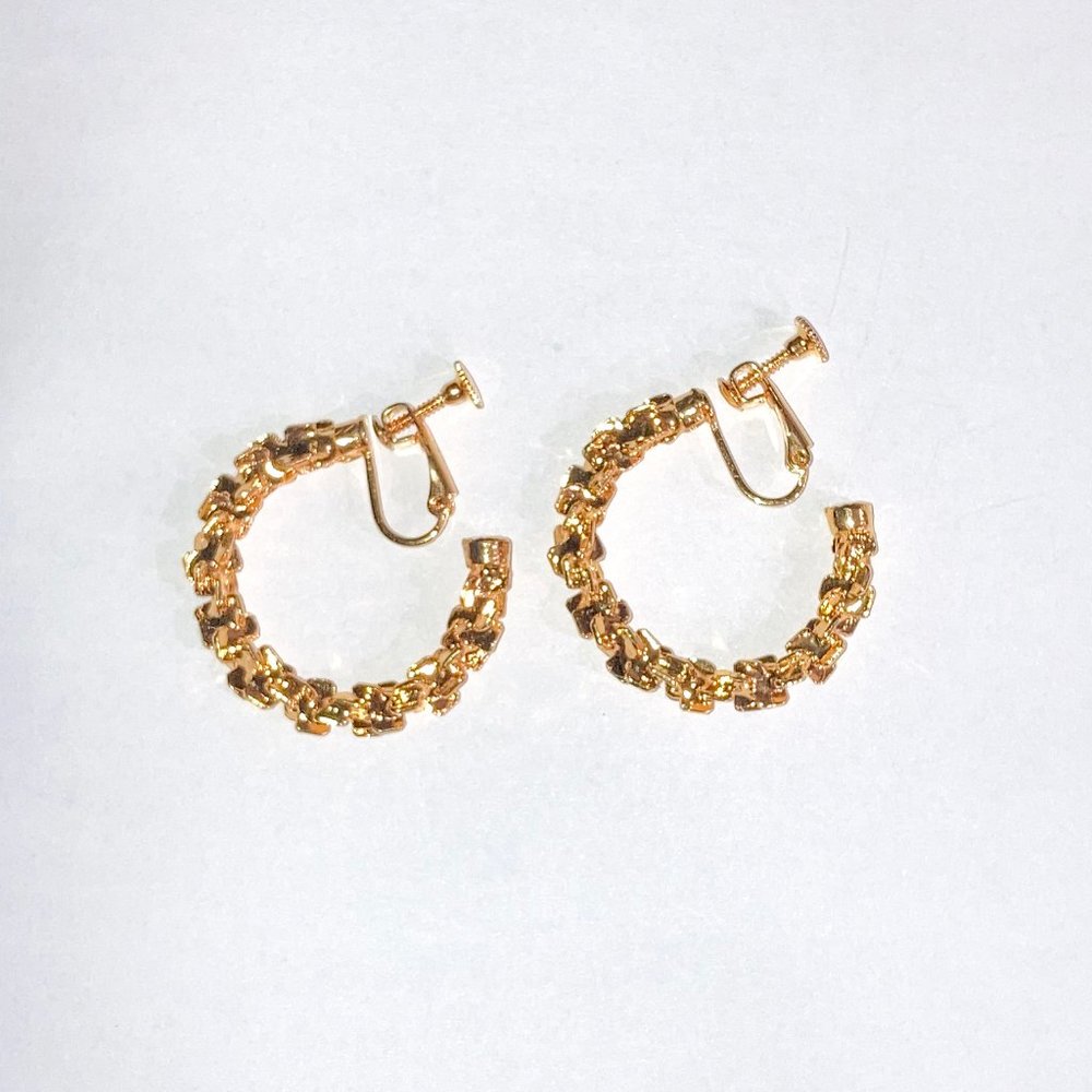 Gold Open Hoop Clip-On Earrings (1 3/8")